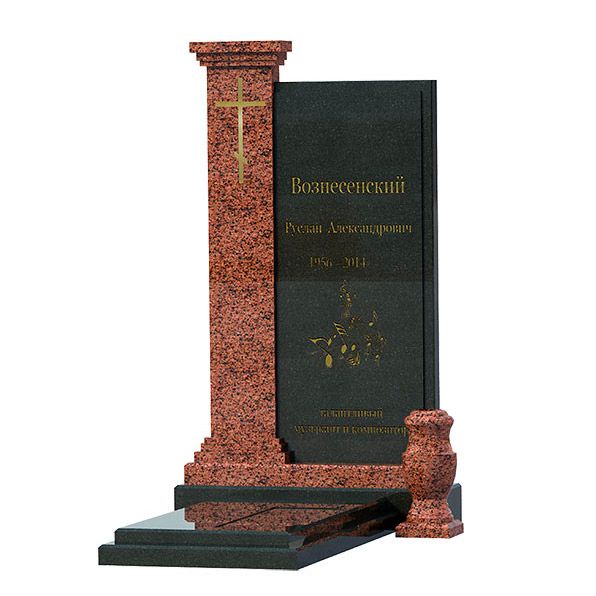 Памятник одинарный из гранита с вставкой ТА042